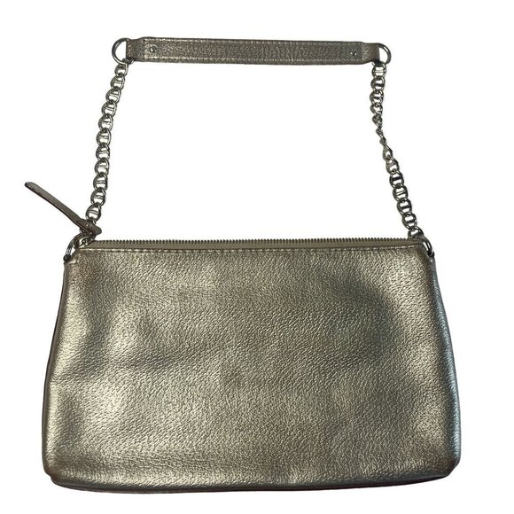KATE SPADE Gold Shiny Clutch Leather Chain Strap Shoulder Bag Purse - Picture 2 of 13